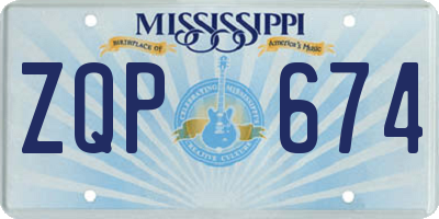 MS license plate ZQP674