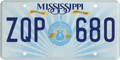MS license plate ZQP680