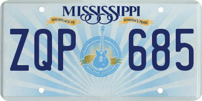 MS license plate ZQP685