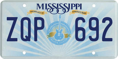 MS license plate ZQP692