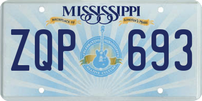 MS license plate ZQP693