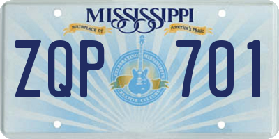 MS license plate ZQP701