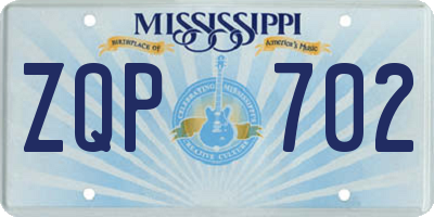 MS license plate ZQP702