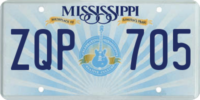 MS license plate ZQP705