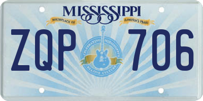 MS license plate ZQP706