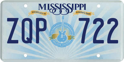 MS license plate ZQP722