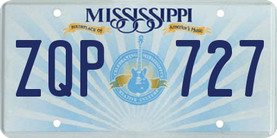 MS license plate ZQP727