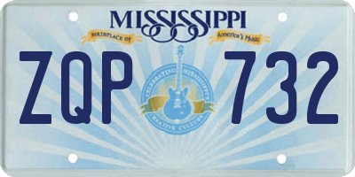 MS license plate ZQP732