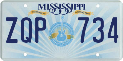 MS license plate ZQP734