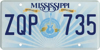 MS license plate ZQP735