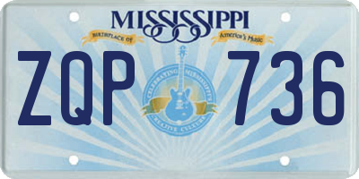 MS license plate ZQP736