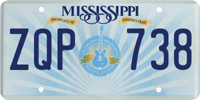 MS license plate ZQP738