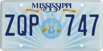 MS license plate ZQP747