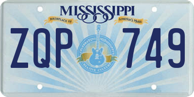 MS license plate ZQP749
