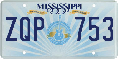 MS license plate ZQP753