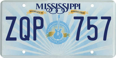 MS license plate ZQP757