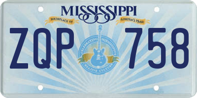 MS license plate ZQP758