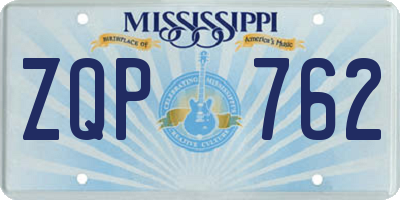 MS license plate ZQP762