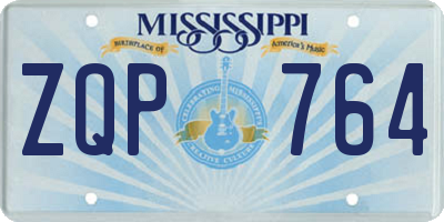 MS license plate ZQP764