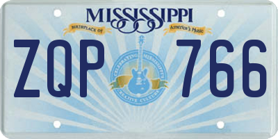 MS license plate ZQP766
