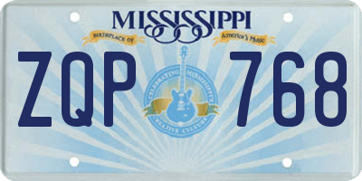 MS license plate ZQP768