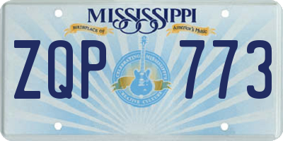 MS license plate ZQP773