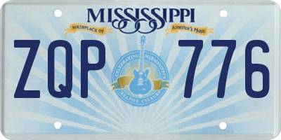MS license plate ZQP776