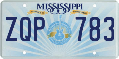 MS license plate ZQP783