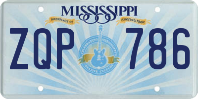 MS license plate ZQP786