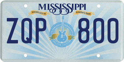 MS license plate ZQP800