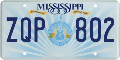 MS license plate ZQP802