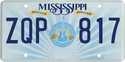 MS license plate ZQP817
