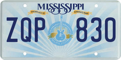 MS license plate ZQP830