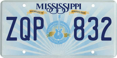 MS license plate ZQP832