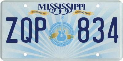 MS license plate ZQP834