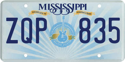 MS license plate ZQP835