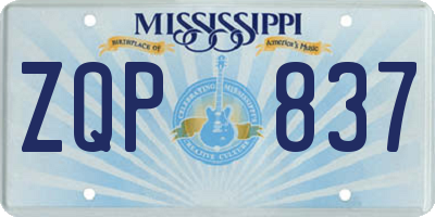 MS license plate ZQP837