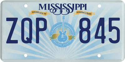 MS license plate ZQP845