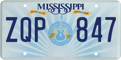 MS license plate ZQP847