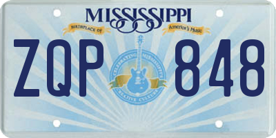 MS license plate ZQP848