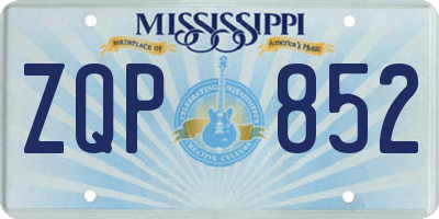MS license plate ZQP852