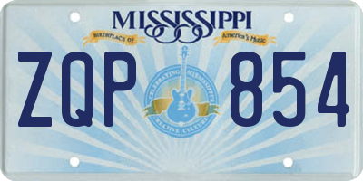 MS license plate ZQP854
