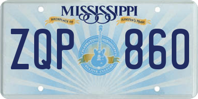 MS license plate ZQP860