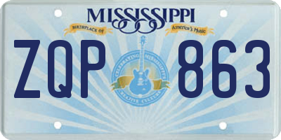 MS license plate ZQP863