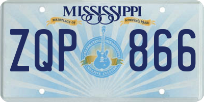 MS license plate ZQP866