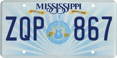 MS license plate ZQP867