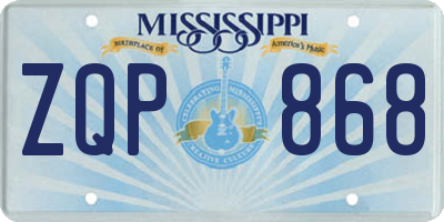 MS license plate ZQP868