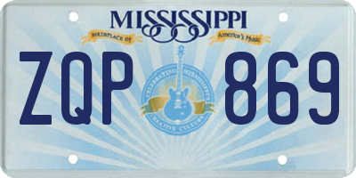MS license plate ZQP869