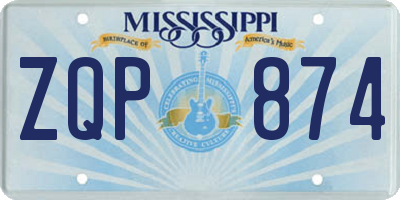 MS license plate ZQP874