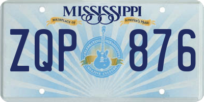 MS license plate ZQP876